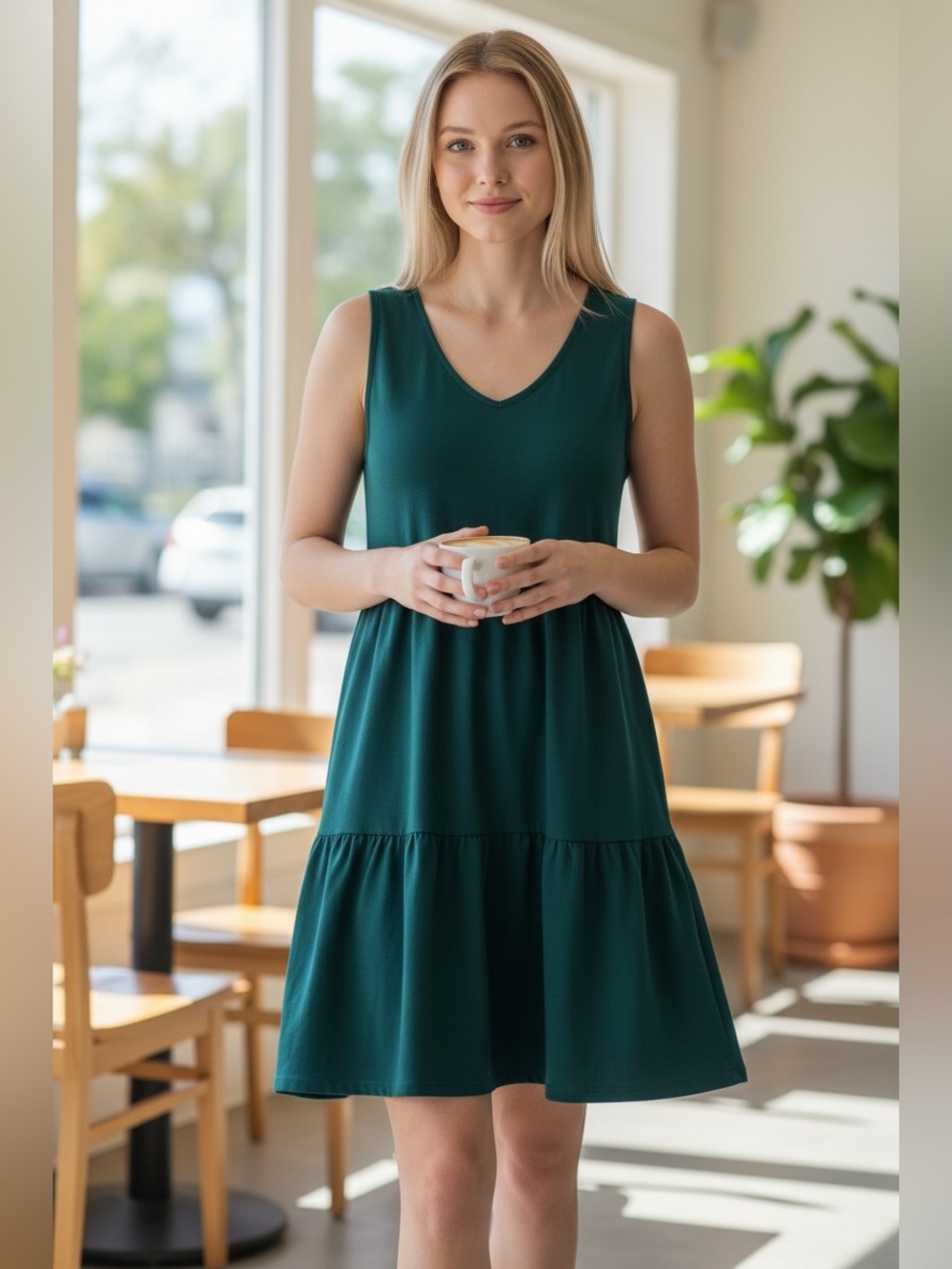 Nine Britton Teal V-neck Dress